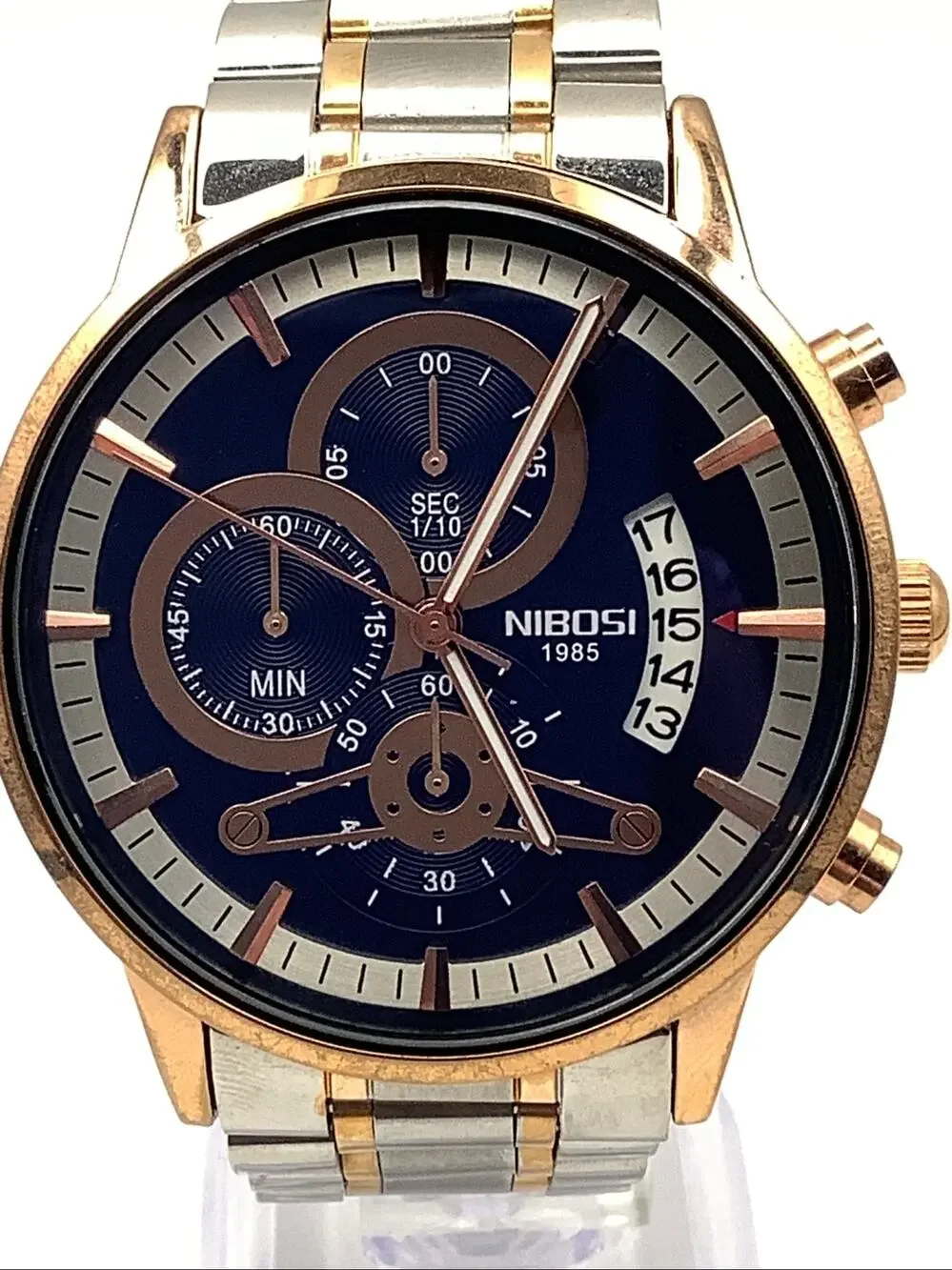 Nibosi NI2309 Mens Two-Tone Chronograph Blue Dial Watch